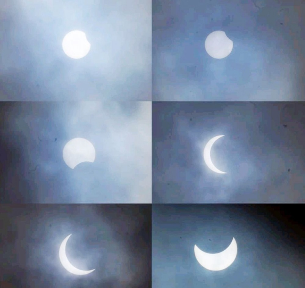 Ring of Fire: The different phases of the solar eclipse over the skies of Pfütsero on June 21, incidentally also marked as the longest day of the year in the northern hemisphere. According to National Aeronautics and Space Administration (NASA) website on eclipses, the Sunday eclipse is an annular one, meaning the moon is unable to cover the entire sun, leaving a small surface exposed which is called the “ring of fire”. In India, the solar eclipse – when the Sun, the Moon, and the Earth came in a straight line -  started from around 9 am across the Indian map and lasted till 2:28 pm This was the last annular solar eclipse of the decade, IANS News Agency reported, with the next solar eclipse visible in India 11 years away in 2031 making it a big astronomical event. (Photo Courtesy: Tewu Mero)     